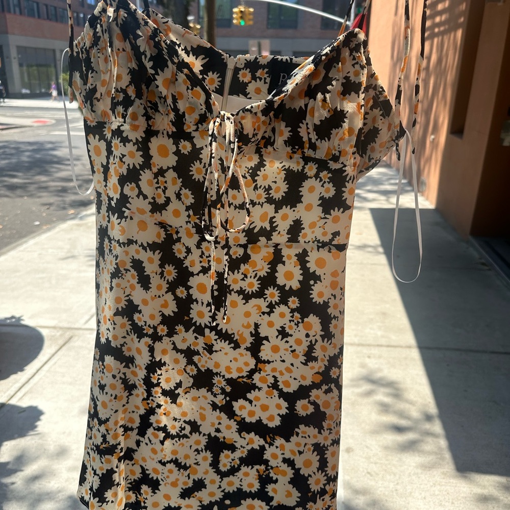 Realisation Par Black and Yellow Floral Mini Dress